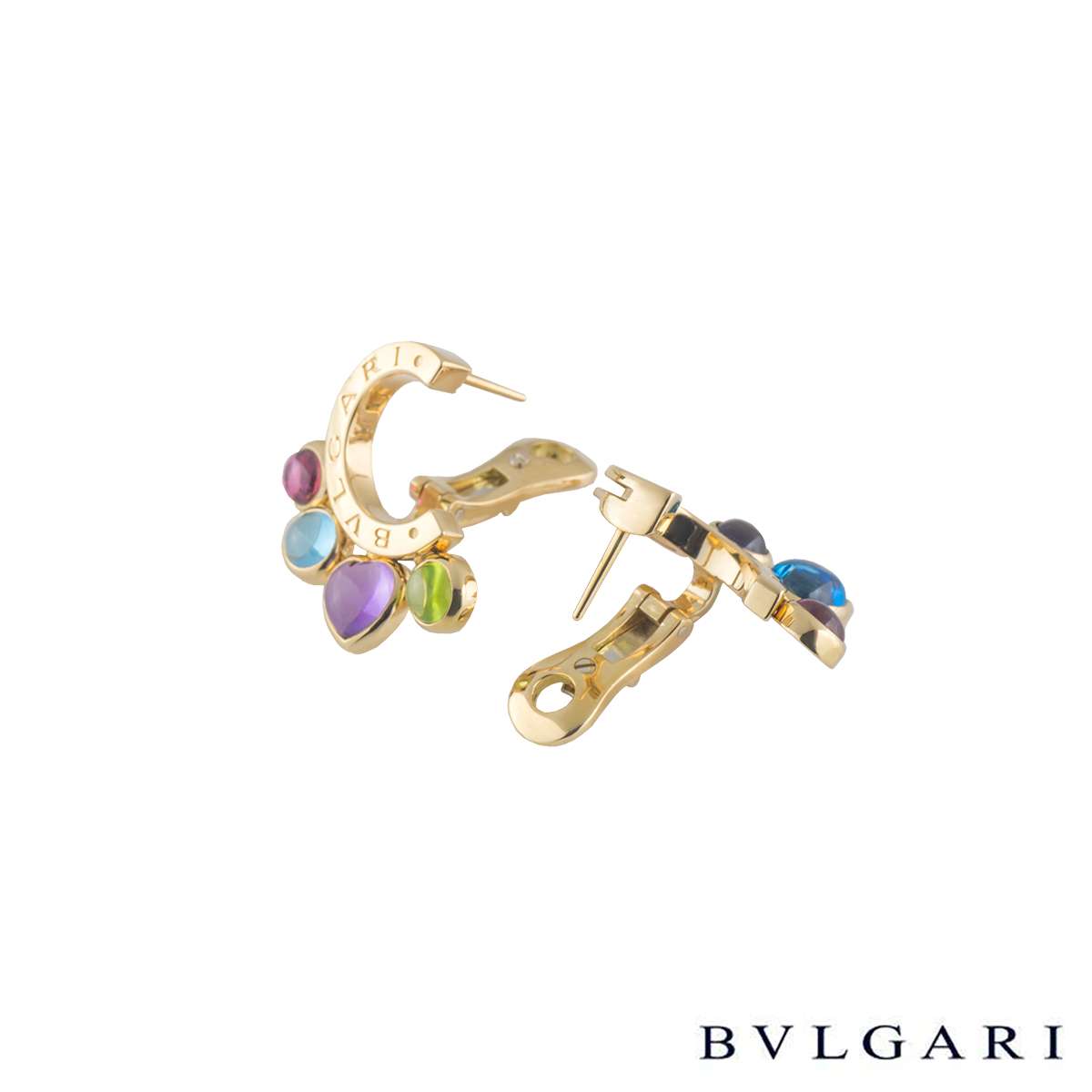 Bvlgari 18k Yellow Gold Multi-Gemstone Earrings | Rich Diamonds